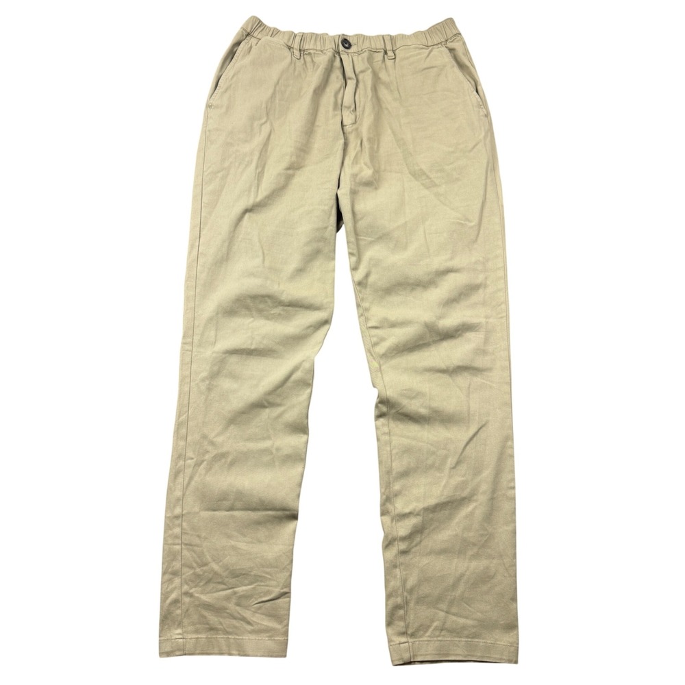 Cove USA Mens 36x32 Khaki Tan Elastic Waist Stretch Chino Pants Minimalist